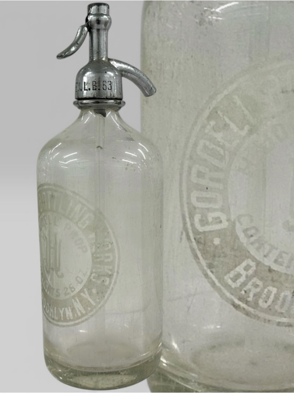 Vintage Gordell Bottling Works Brooklyn NY Soda Siphon Bottle 11” Czechoslovakia